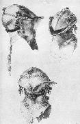 Albrecht Durer Side, Front, and Back View of a Helmet oil painting artist